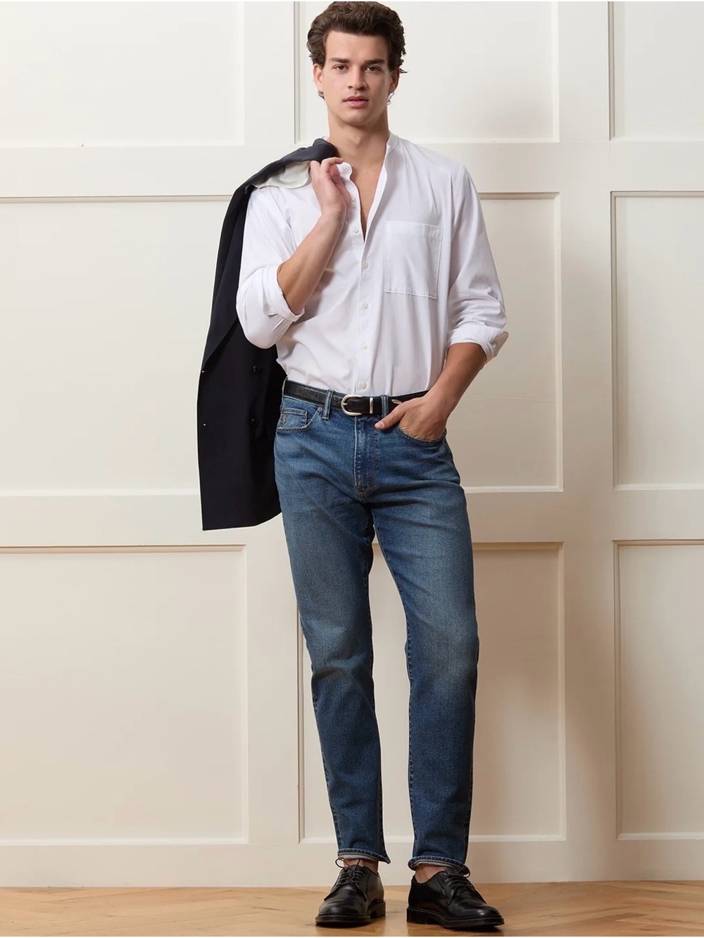 Todd Snyder Men's High-Rise Slim Stretch Straight Blue Jeans